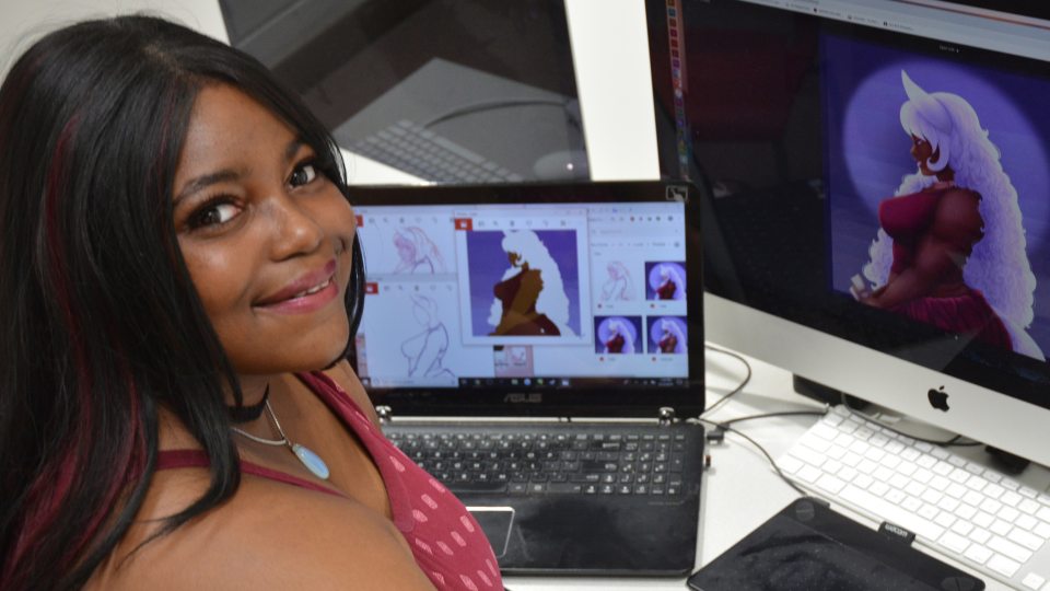 Yarbrielle Ingram shows artwork inspired by fantasy-inspired characters