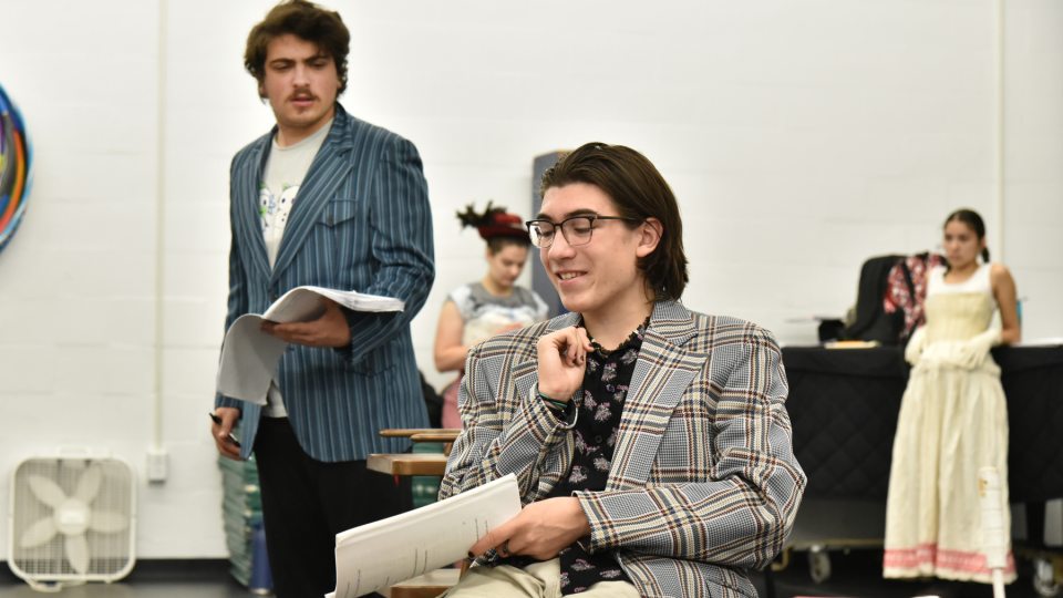 Rehearsal image from "The Importance of Being Earnest"