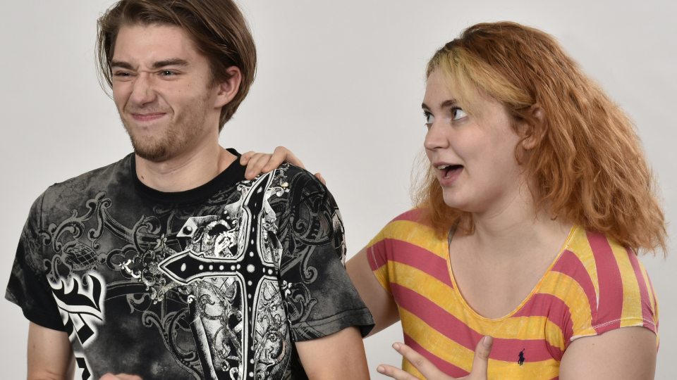 Brock Whaley as Justin and Claire Bosley as Ashley play two key roles in the SUNY Oswego student production of "After Ashley"