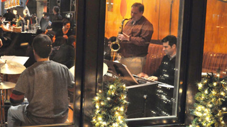 Oswego Jazz Project playing in downtown Oswego