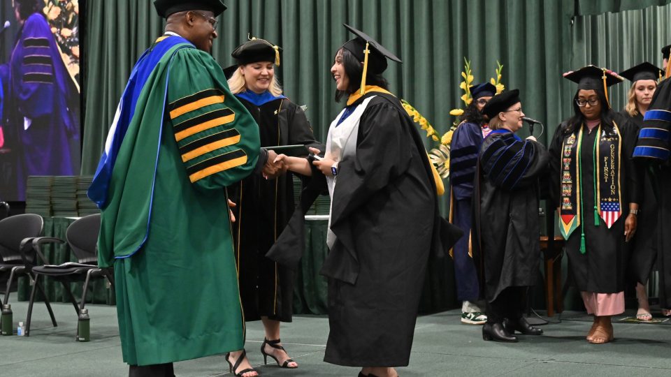 In just three years, Ayusha Bhandari transformed from a newly arrived international student from Pokhara, Nepal, into a summa cum laude graduate earning both bachelor’s and master’s degrees from SUNY Oswego.