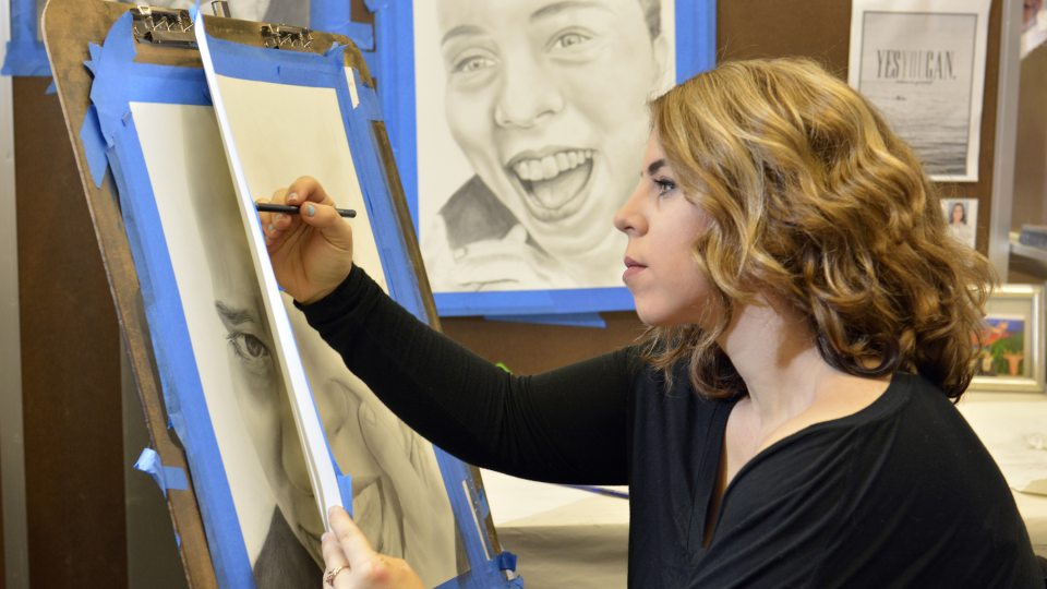 Jennifer Varvano working in studio