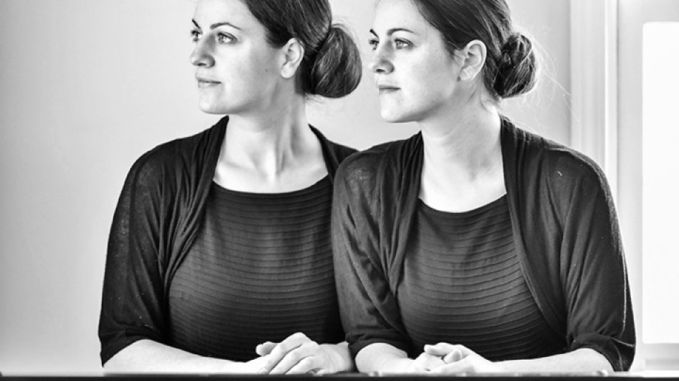 Canfield twins and a piano