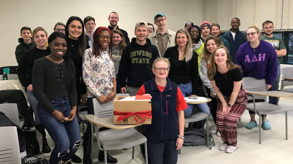 Political science class with holiday cards