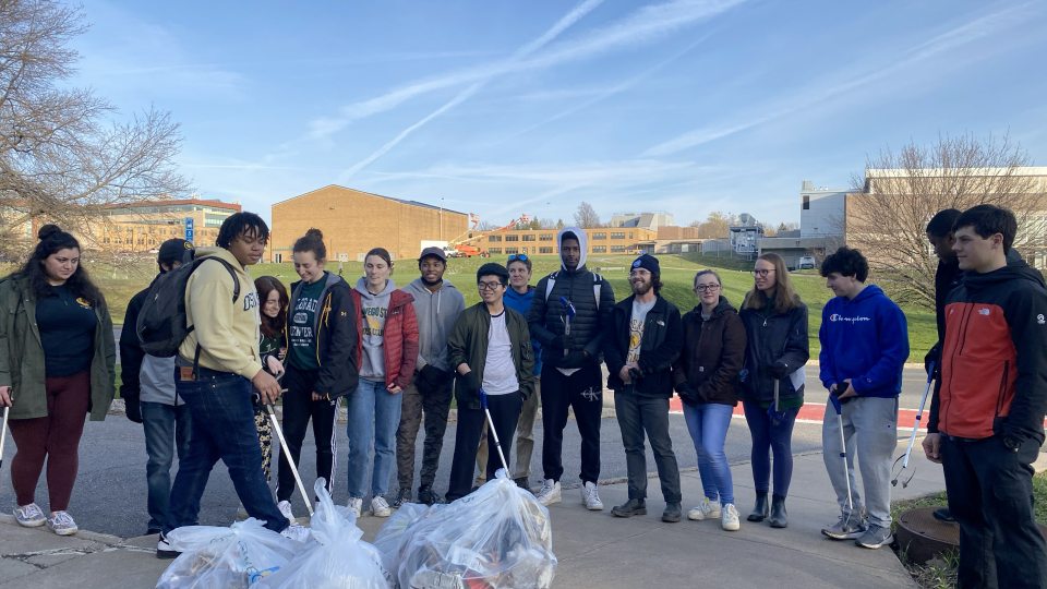 In this file photo, SUNY Oswego students take part in a campus cleanup.