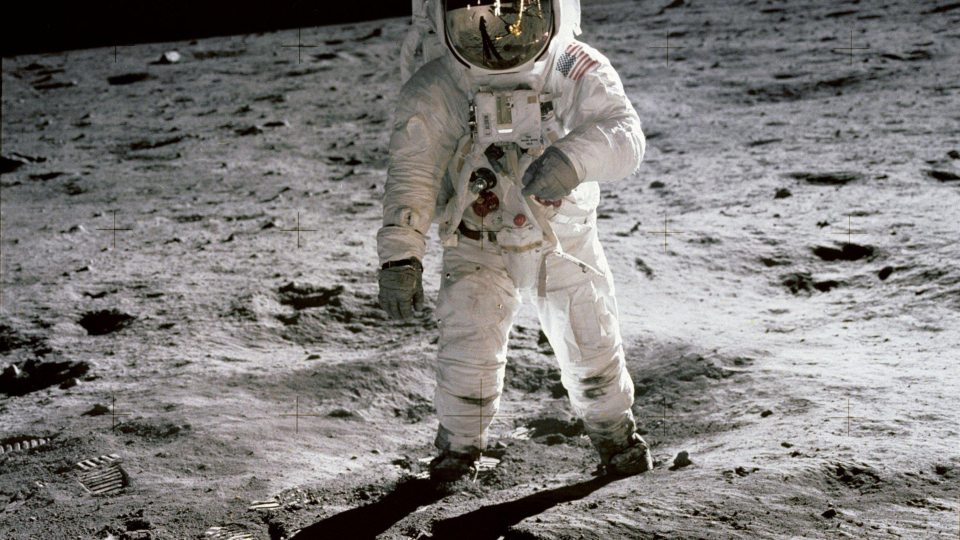 Archival image of Apollo 11 astronaut, connected to planetarium show on its anniversary
