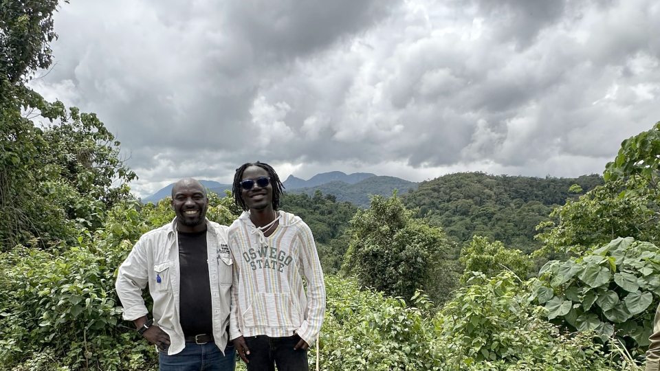 SUNY Oswego student Baye Massene Diallo with Dominique Bikaba, the executive director of Strong Roots Congo