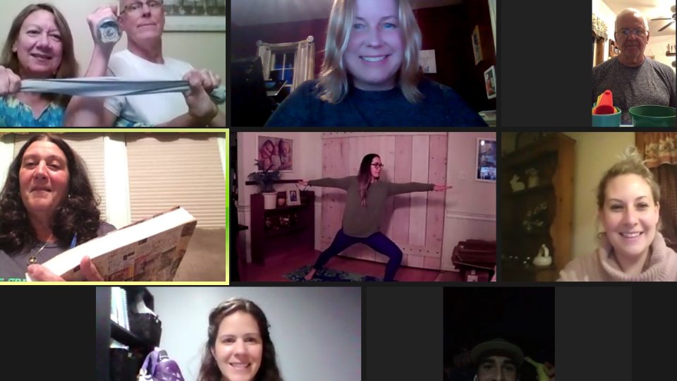 Participants in a Zoom session of Discover Wellness workplace program