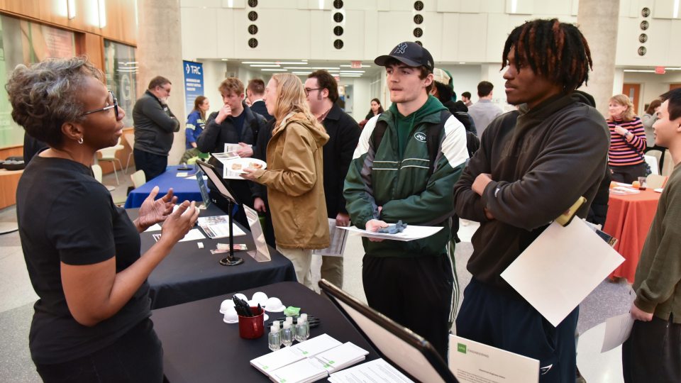 The Engineering Industry Showcase career fair allows current SUNY Oswego students to network with potential employers