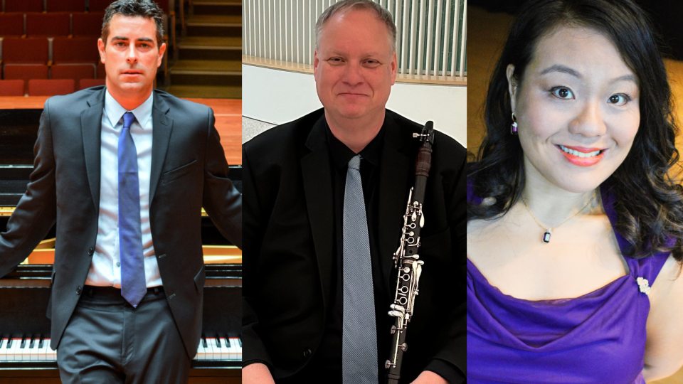 SUNY Oswego music faculty members (from left) Robert Auler, Trevor Jorgensen and Amanda Li will perform a Focus on Faculty recital