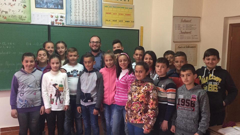Jesse Corfield with students