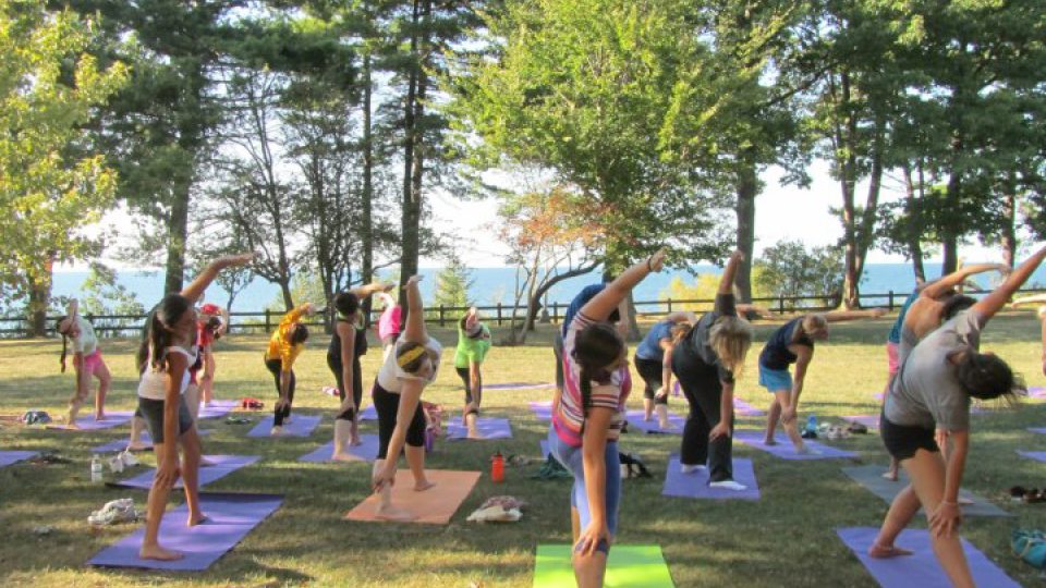 Campus community members take part in Lakeside Yoga
