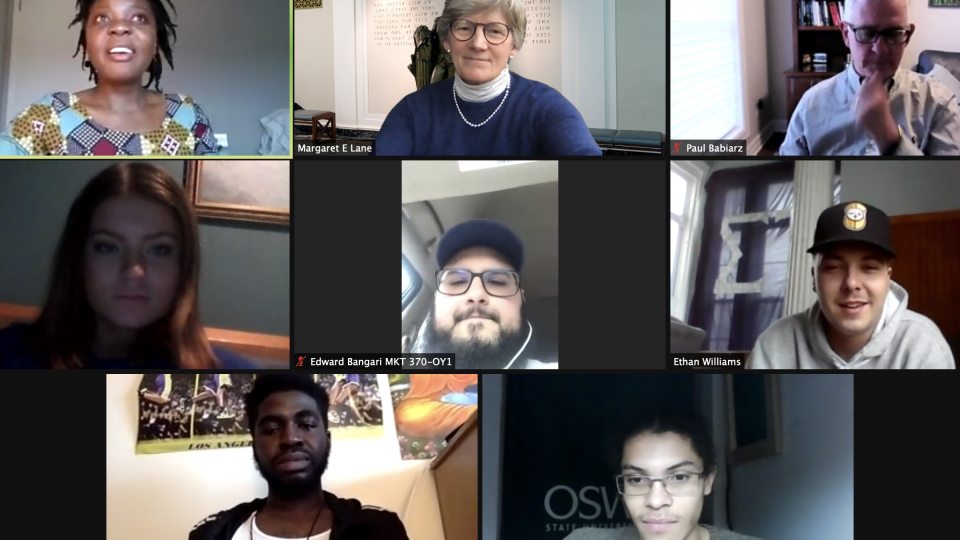 Humphrey Fellows from around the world speak with Oswego students over Zoom