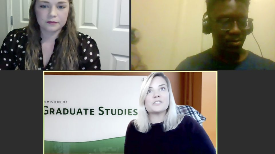 Christine Mosich, Michael Jean and Kristen Eichhorn participate in an Imagine 2021 session