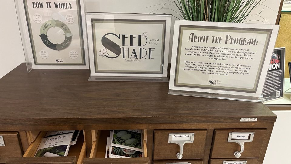 SeedShare signs and drawers filled with seeds
