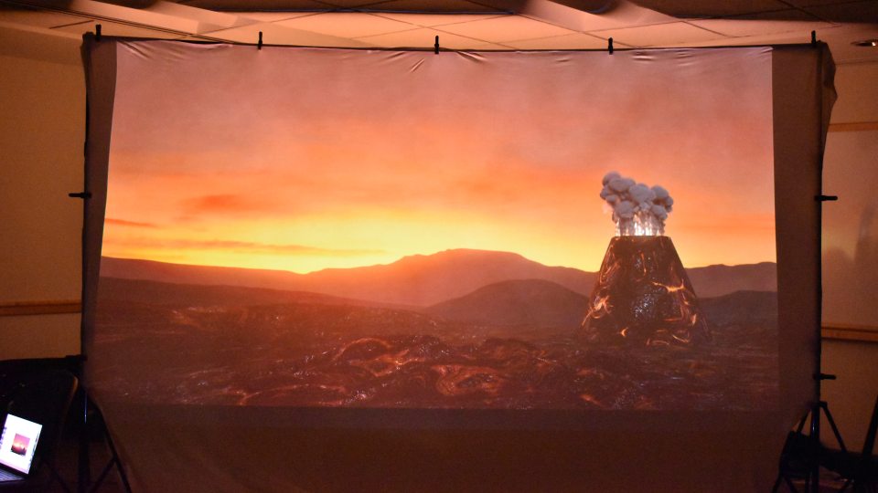 Student artwork projected as part of the Immersive Elements interactive installation