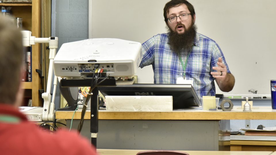 SUNY Oswego technology education graduate student Ryan Czeck -- shown speaking during the university's Fall Technology Conference -- received the spring 2022 Impact Scholars graduate scholarship from SUNY Oswego
