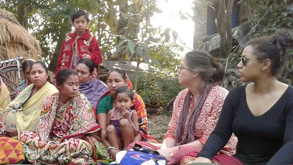 SUNY Oswego class members meeting with families in India