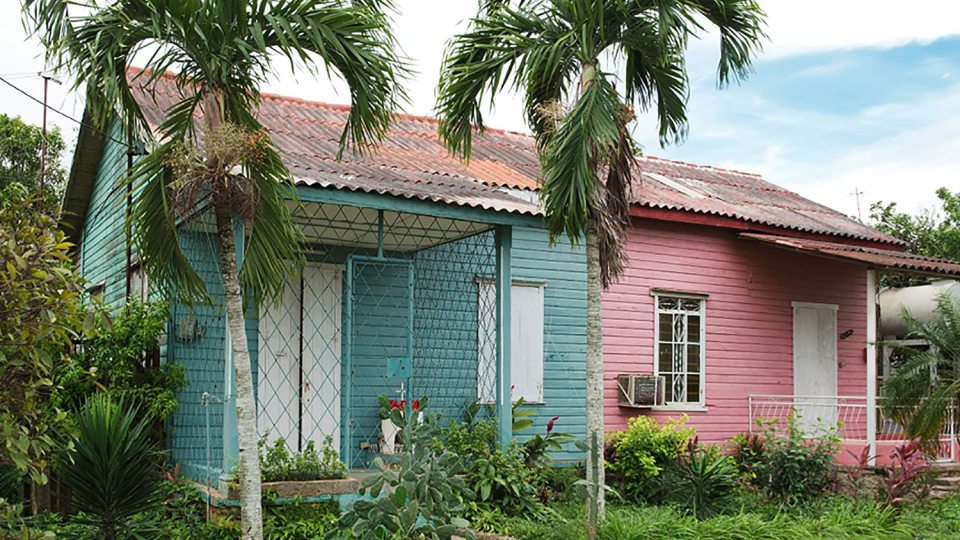 Vibrant colors decorate a building in Cuba