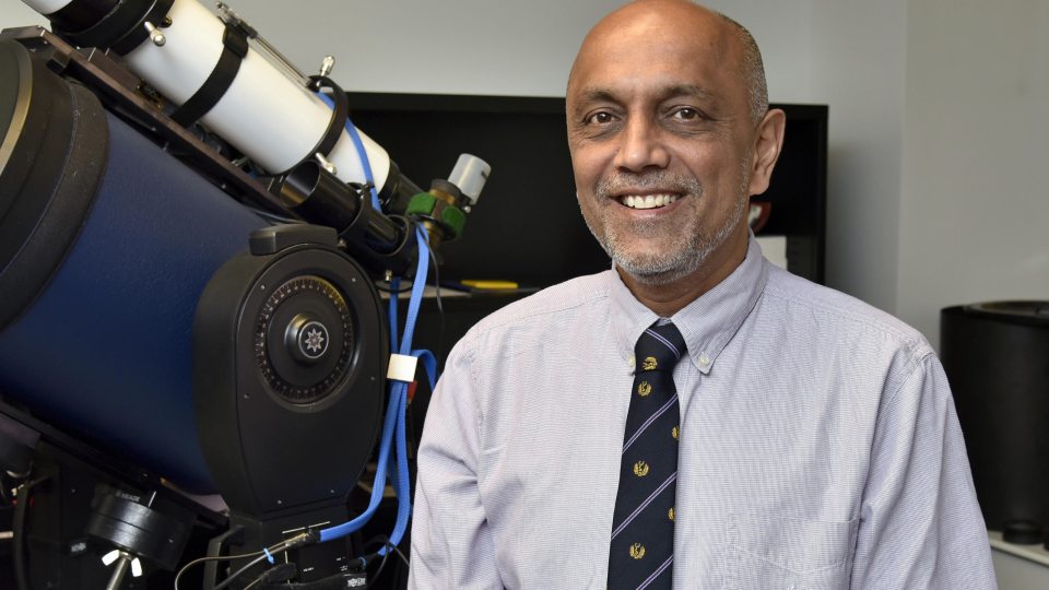Shashi Kanbur earned the Chancellor's Award for Excellence in Scholarly and Creative Activity for his research and tremendously positive impact on students