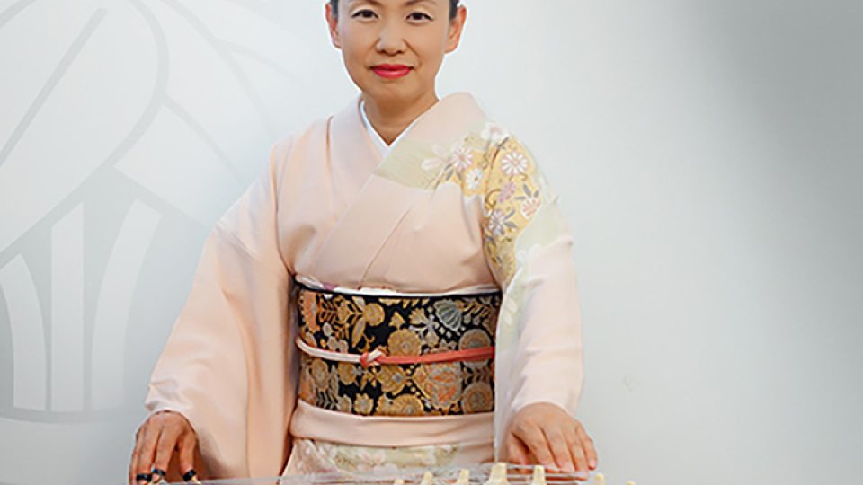 Musician Masayo Ishigur, virtuoso of the koto, a traditional Japanese instrument