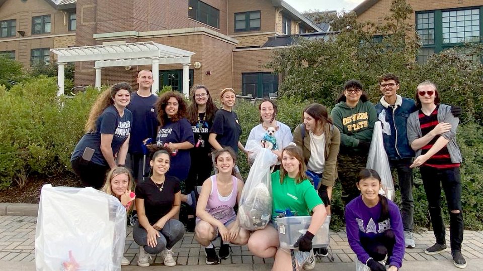 SUNY Oswego students taking part in lakeshore cleanups