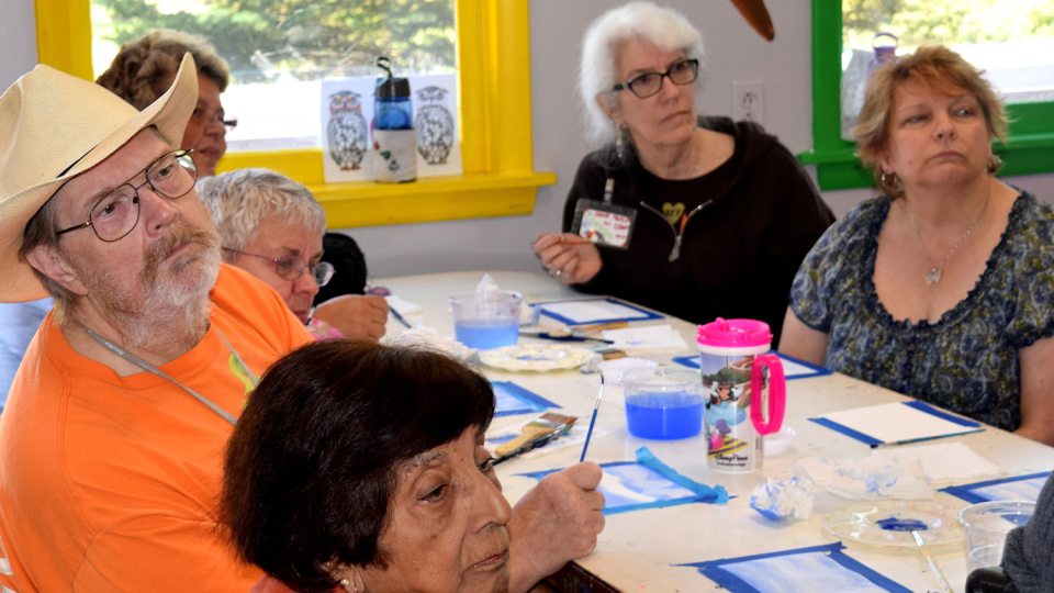 Community members taking a class