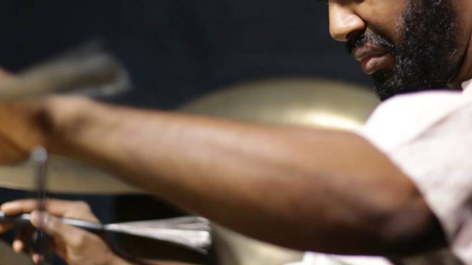 Drummer Mark Lomax playing