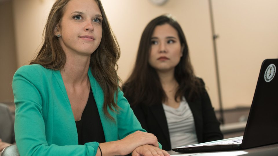 Students in MBA program at SUNY Oswego