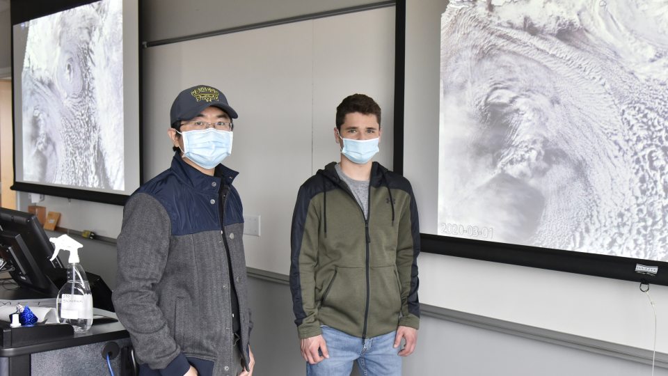 Meteorology faculty member Yonggang Wang and sophomore meteorology major Michael Pagnanelli recently earned a campus grant to support their research of Arctic cold air outbreaks