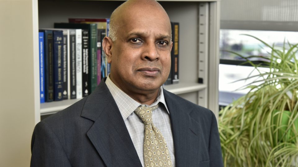 Outstanding work inside the classroom and supporting student research have earned Ampalavanar Nanthakumar of SUNY Oswego’s Mathematics Department the rank of SUNY Distinguished Teaching Professor