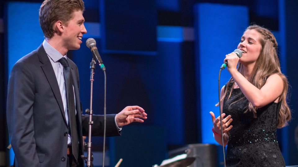 Nick Ziobro and Julia Goodwin performing favorite traditional American songs