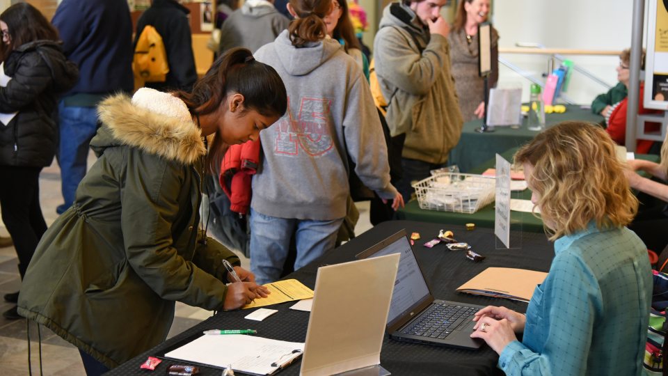 Students finding answers during orientation