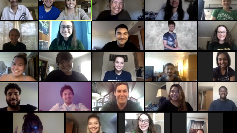 New Student Orientation student staff take part in a virtual meeting