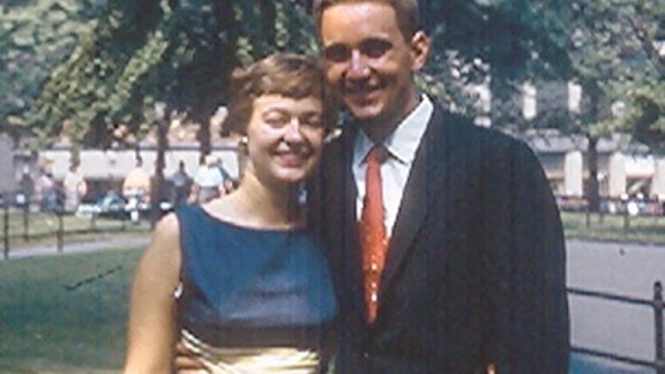 Eleanor Kaminski Pucciariello and Nick Pucciariello as newlyweds