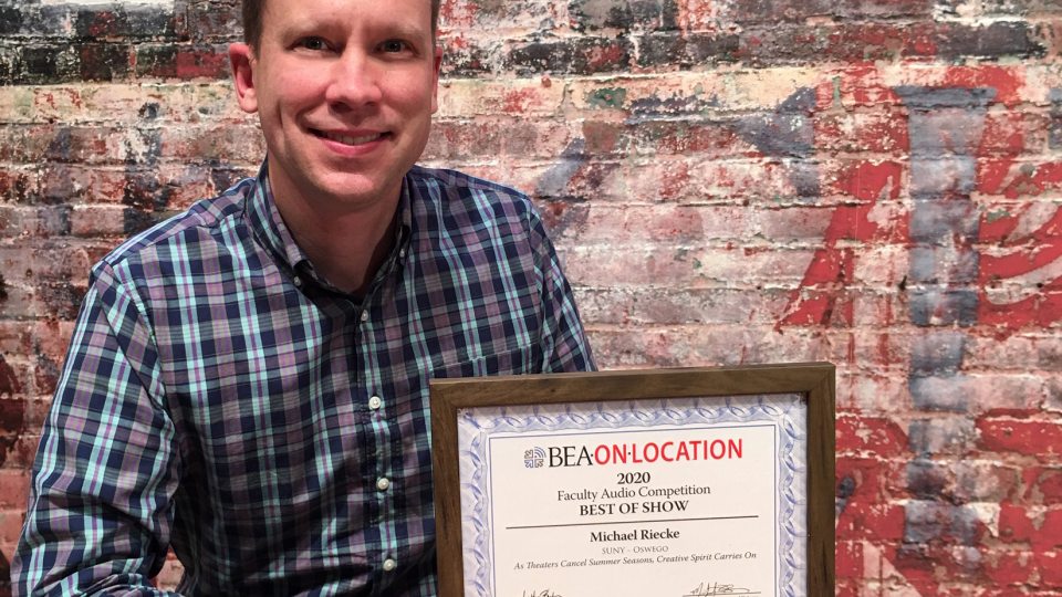 Michael Riecke of communication studies won a national Best of Show award for an audio story on theatres and performers reacting to the pandemic's curtailing of shows