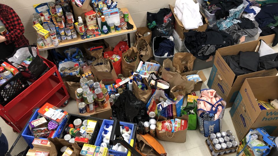 Large collection of non-perishable goods and other donated items