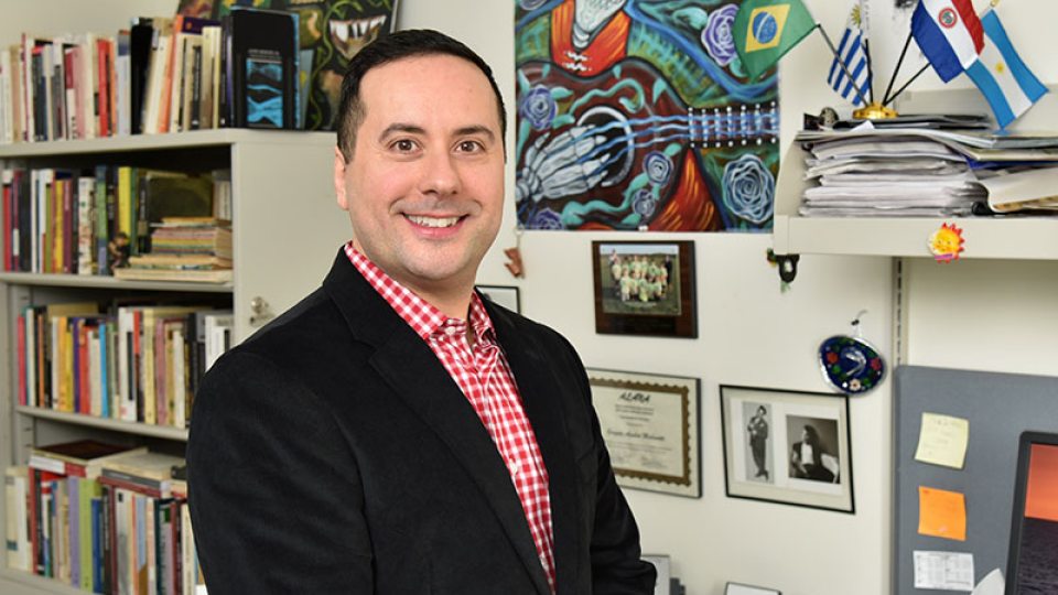 Gonzalo Aguilar in his office