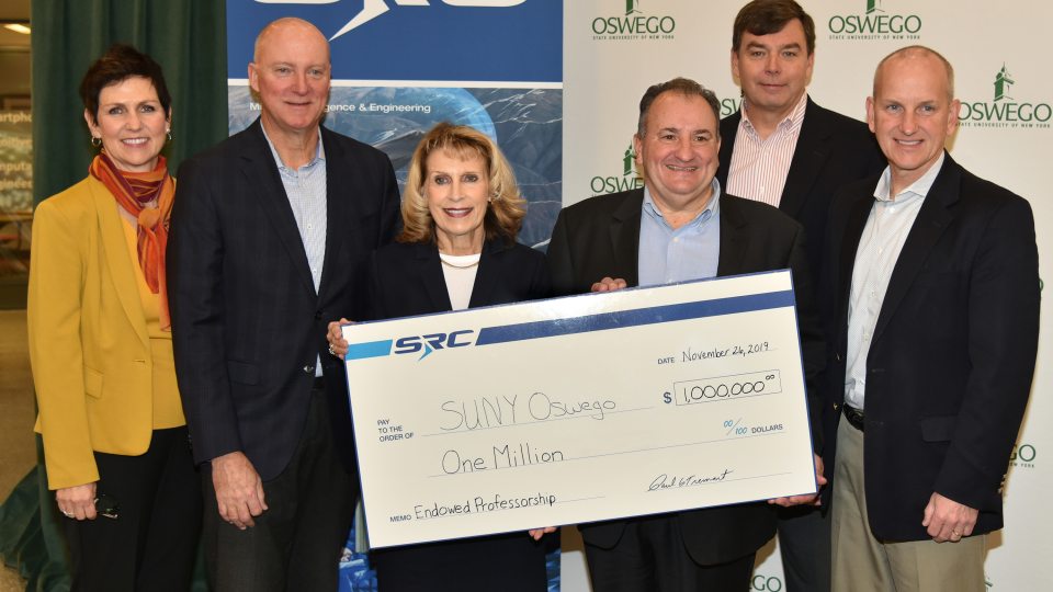 SRC Inc. presents a $1 million gift to SUNY Oswego to establish an endowed professorship in engineering