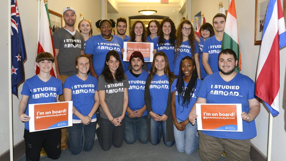 Student mentors working to raise awareness about study-travel opportunities celebrate success
