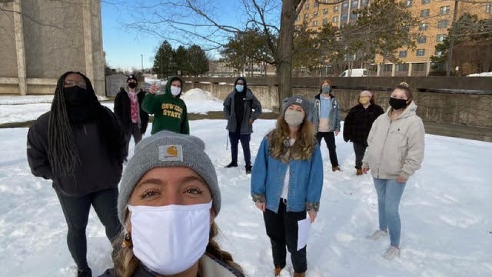 Office of Sustainability students shown collecting sap earlier this semester that will turn into syrup