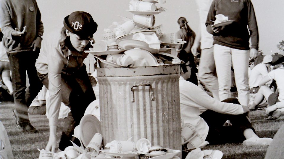 File photo of students doing a trash pickup as part of environmental efforts