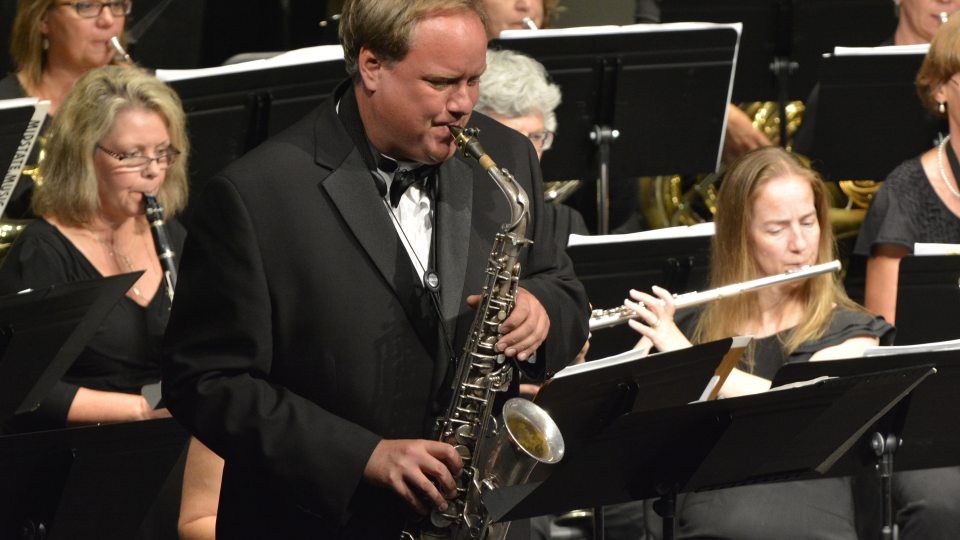 Trevor Jorgensen plays saxophone