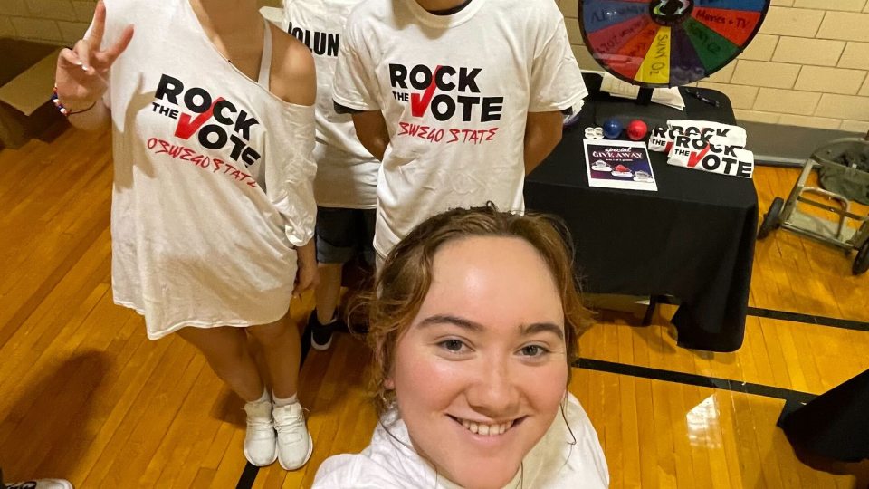 A selfie featuring three Vote Oswego organizers
