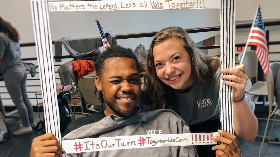 Students working together for civic engagement via Vote Oswego