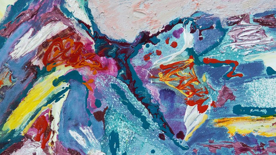 Colorful detail of an acrylic painting