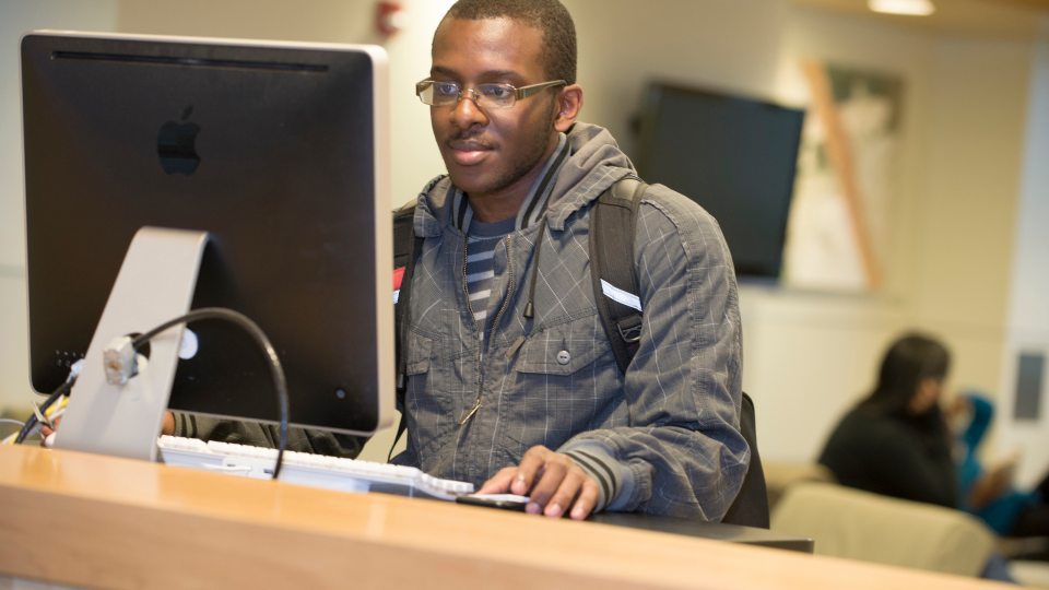 Student working on a computer