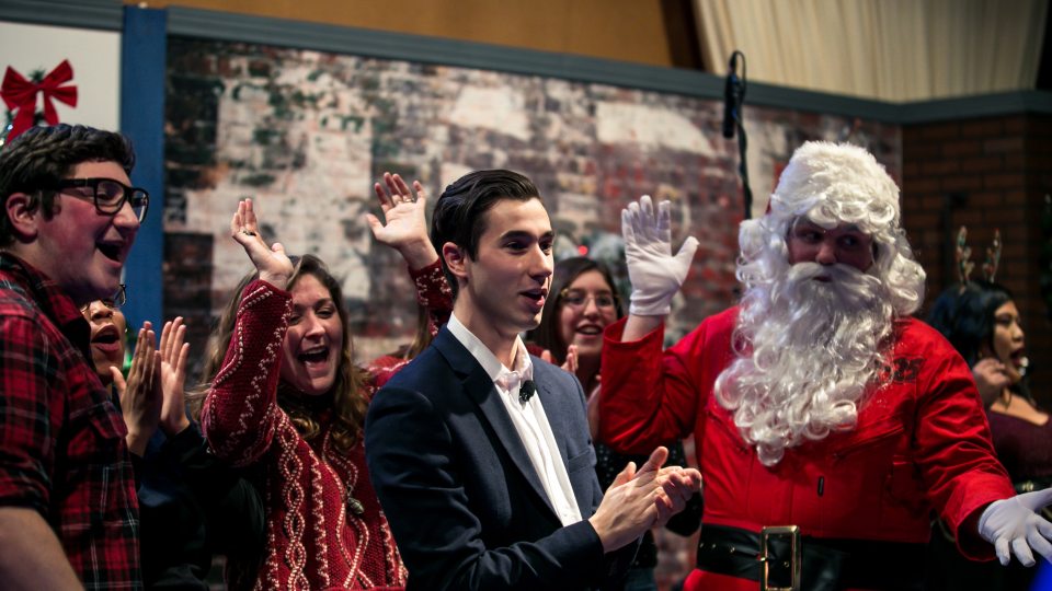 Scene from wrapping up filming Oswego Holiday Television Special
