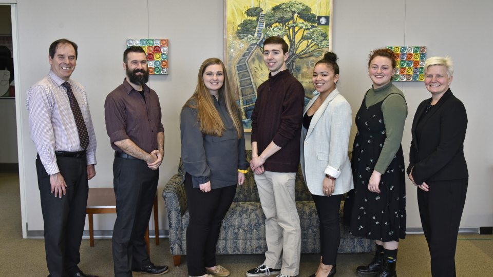 Top administration offers hearty congratulation to five outstanding students who earned Chancellor's Awards for Student Excellence