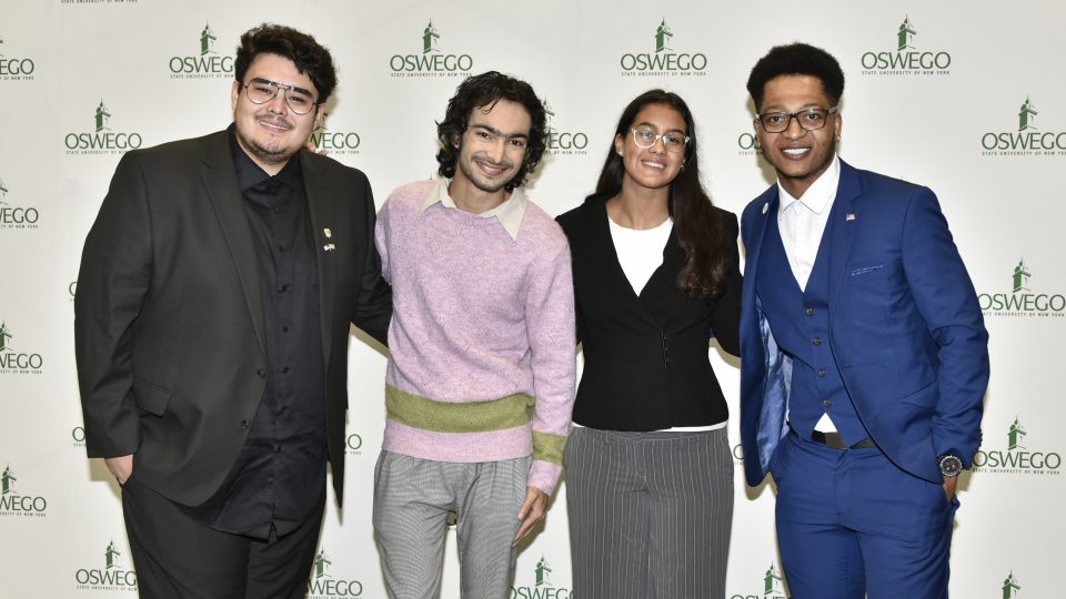 SUNY Oswego scholarship recipients pose during the 2022 scholars brunch